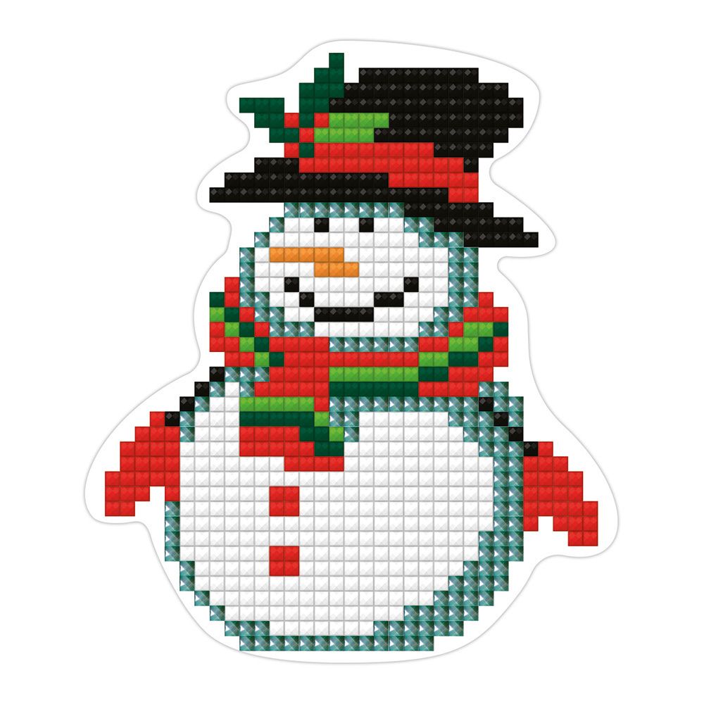 Алмазная (кристальная) мозаика Фрея, магнит Снеговичок, 7,5х9,5 см