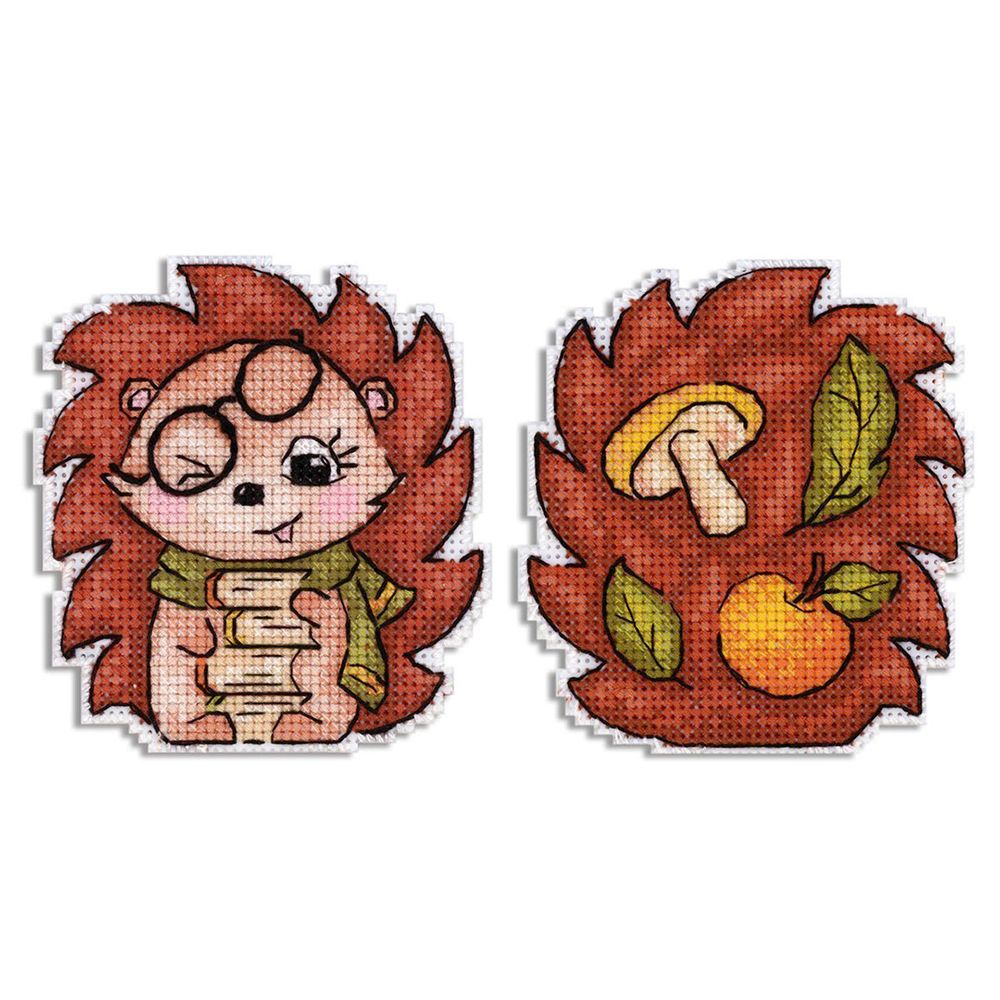 Набор для вышивания нитками МП Студия, на пластиковой канве Озорной ёжик 10х9см