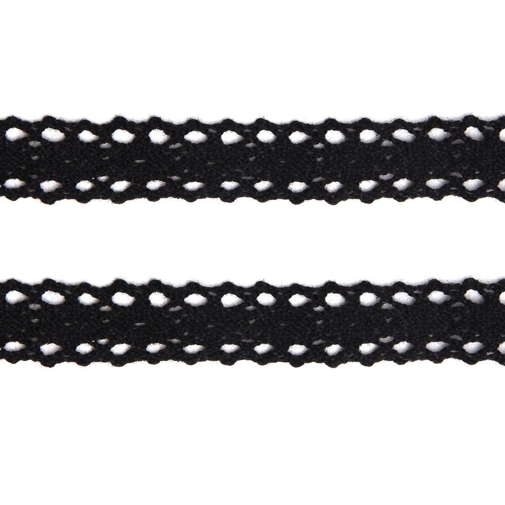 Кружево вязаное х/б 15 мм / 9.14 метров, черный