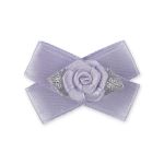 Цветочки пришивные 3х4 см, атласная на банте, 10 шт, 50 сиреневый-серебро, Blitz