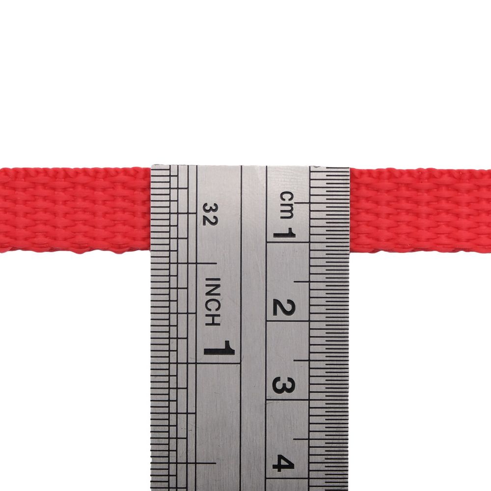 Стропа (ременная лента) 10 мм / 25 метров, толщ. 1.0 мм, [5.5 г/пог.м], 100% п/п, 10-1 красный