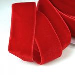 Лента бархатная (тесьма) 20.0 мм / 22.86±1 метров, арт.20VR42 нейлон цв.т.красный