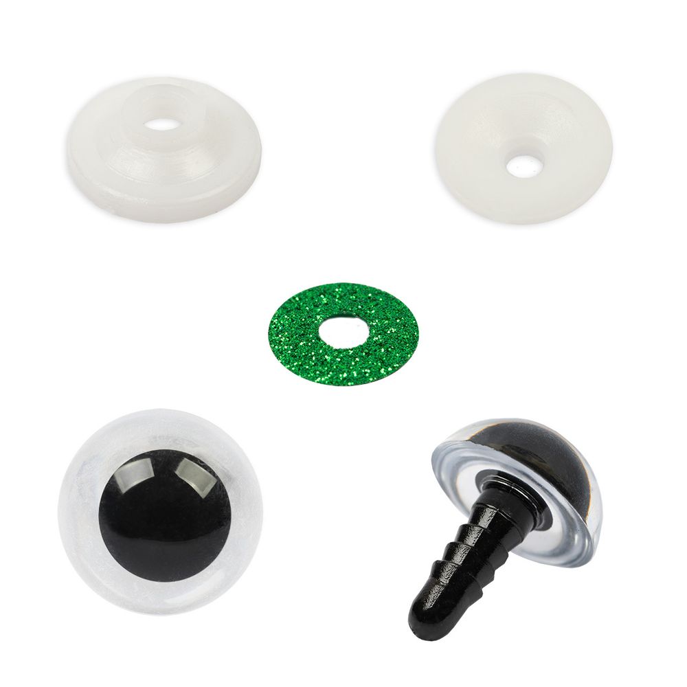Глазки кукольные пластиковые с блестящей вставкой ⌀16 мм, 5х2 шт, зеленый, HobbyBe PGSB-16