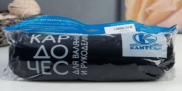 Шерсть для валяния Камтекс Кардочес Mini п/тонкая 1х100 г, (26-28 мкр), 003 черный