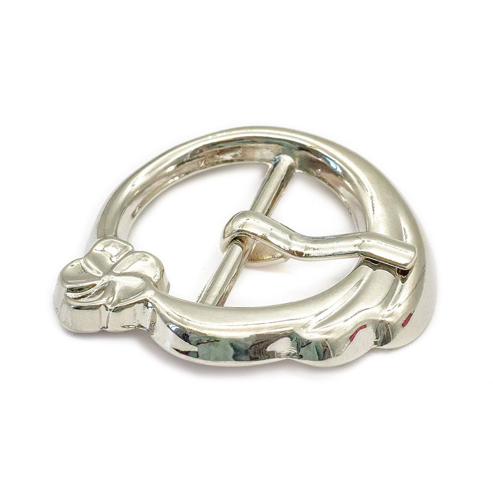 Пряжка ременная металл 19 мм (внешн. 27х29 мм), 10 шт, никель, с цветком, BIG