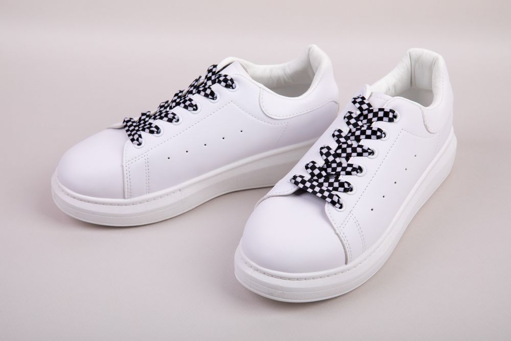 Шнурки 10 мм, 120 см, 1 пар(a), №05 бело-черный (шахматы), Gamma SHL-01/01