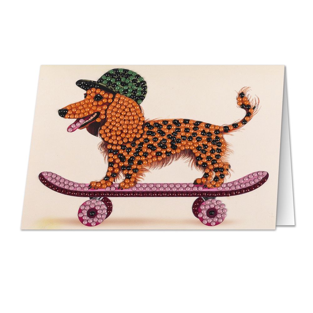 Кристальная (алмазная) мозаика Фрея ALVO-611, открытка, Такса на скейте, 14.8х10.5 см