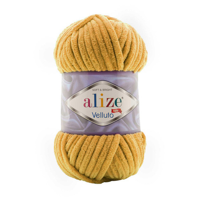 Пряжа Alize (Ализе) Velluto / уп.5 мот. по 100 г, 68м, 002 желтый A