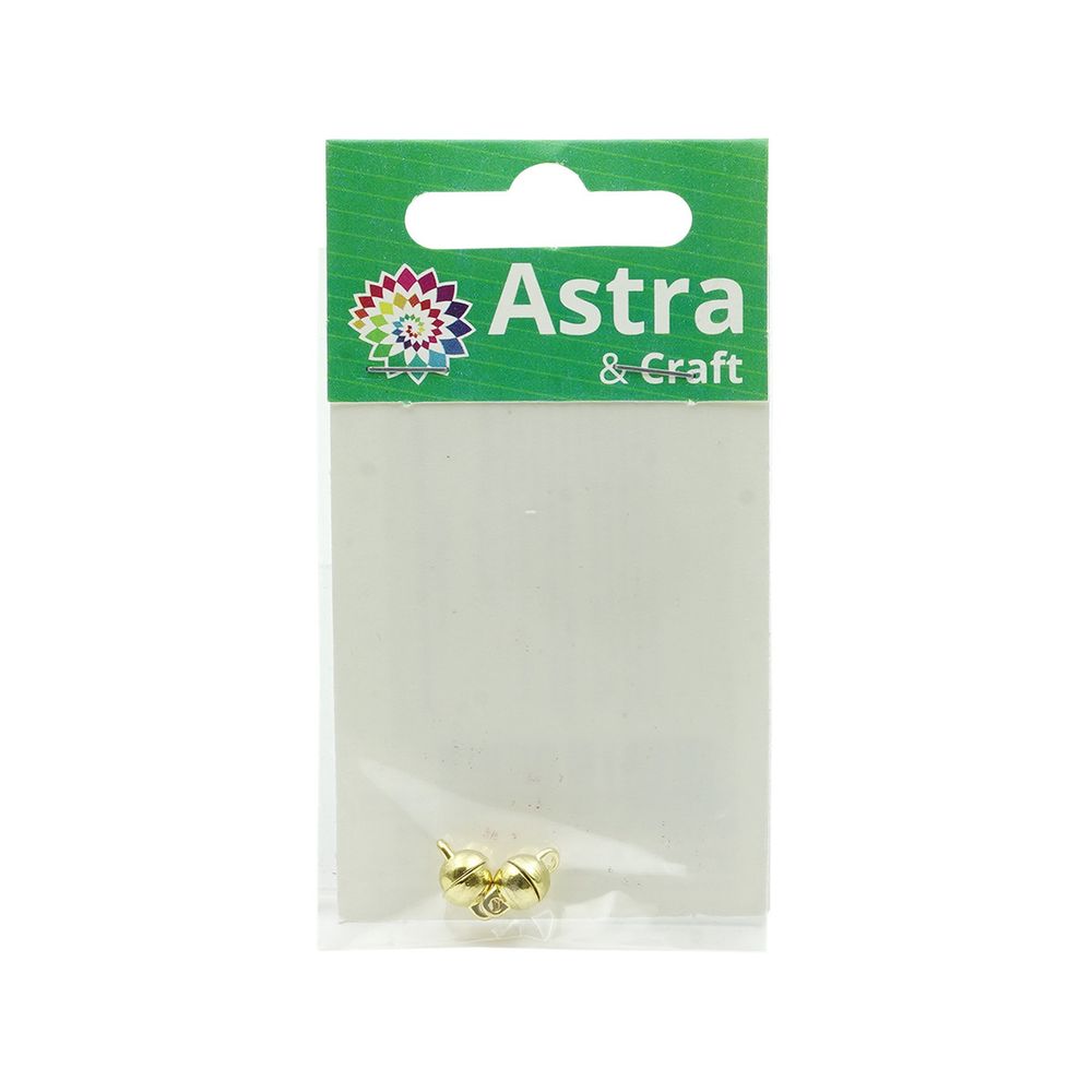 Замок магнитный 6 мм, 2 штук, Astra&Craft, цв.светлое золото