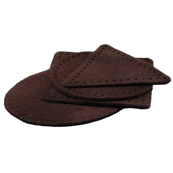 Набор заплаток пришивных из замши, круг, квадрат, треугольник, овал 6см, с перфорацией, 4 шт (21 темно-коричневый), 59723