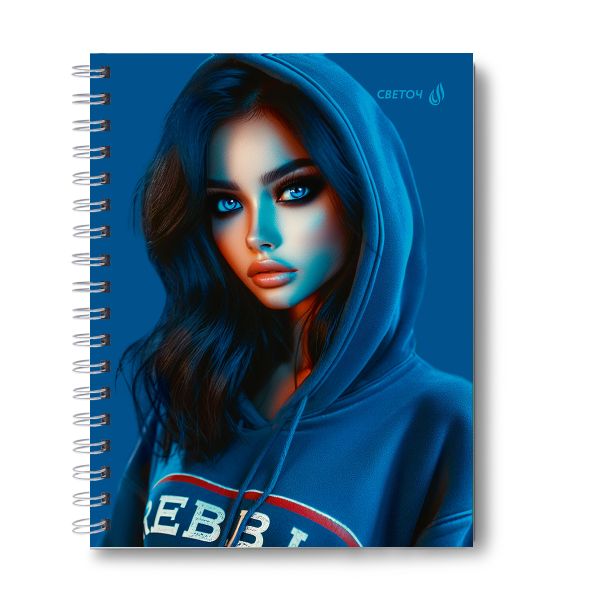 Тетрадь общая с твердой обложкой, глянцевая ламинация A5 80 л. на гребне 65 г/м², белизна 100% 4 шт клетка, 01563 Чаровница, Светоч Т215