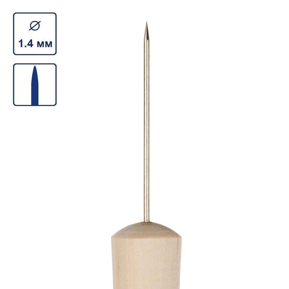 Шило проколочное (канцелярское) с березовой ручкой, 1 шт, в чехле. ⌀1,4мм, Gamma CON-04