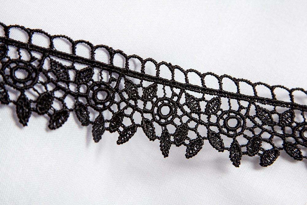 Кружево гипюр (плетёное) 30 мм / 10 м, черный, Gamma GGM-3001