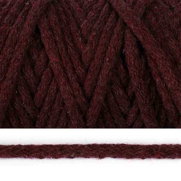 Шнур круглый х/б ⌀5.0 мм / 50 метров, 043Т бордовый