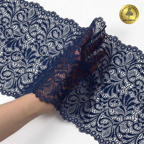 Кружево бельевое эластичное 180 мм / 3 метра, TBY 8012, цв.S919 синий сапфир