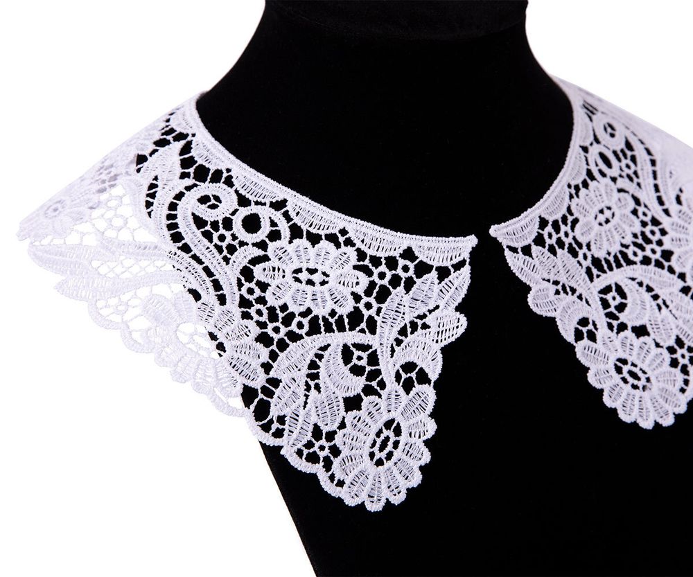 Пришивной кружевной воротник гипюр 10 см, 5 пар Турция, белый, Gamma VGM-27-03M