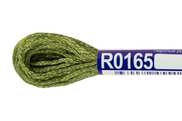 Мулине Gamma вискоза 100%, цв.R0165 хаки-зеленый, 12 мотков по 8 метров