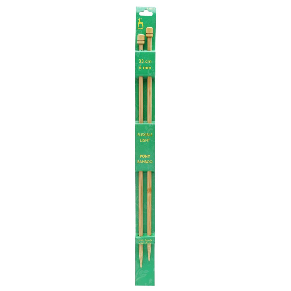 Спицы прямые Pony Bamboo ⌀6.0 мм, 33 см, бамбук, 2 шт, 66813