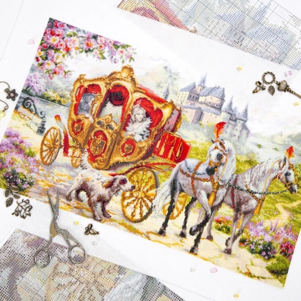 Набор для вышивания нитками Чудесная игла Premium, Тайное свидание 47х27 см