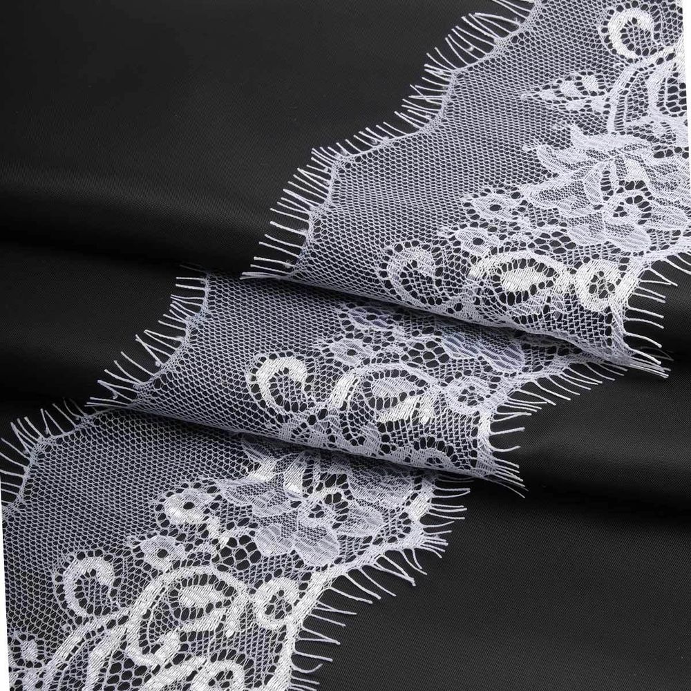 Кружево шантильи (реснички) на сетке 100 мм, белый, 3 метра, S090490