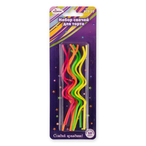 Свечи коктейльные 15.53 г, 12х8 шт, спираль, Boomzee BCD-07