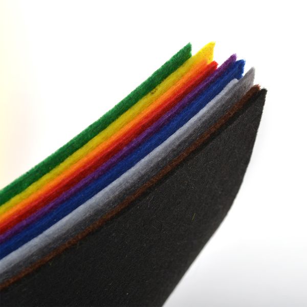 Фетр листовой жесткий 1.0 мм 20х30 см, HA1, уп. 10 листов, цв. ассорти