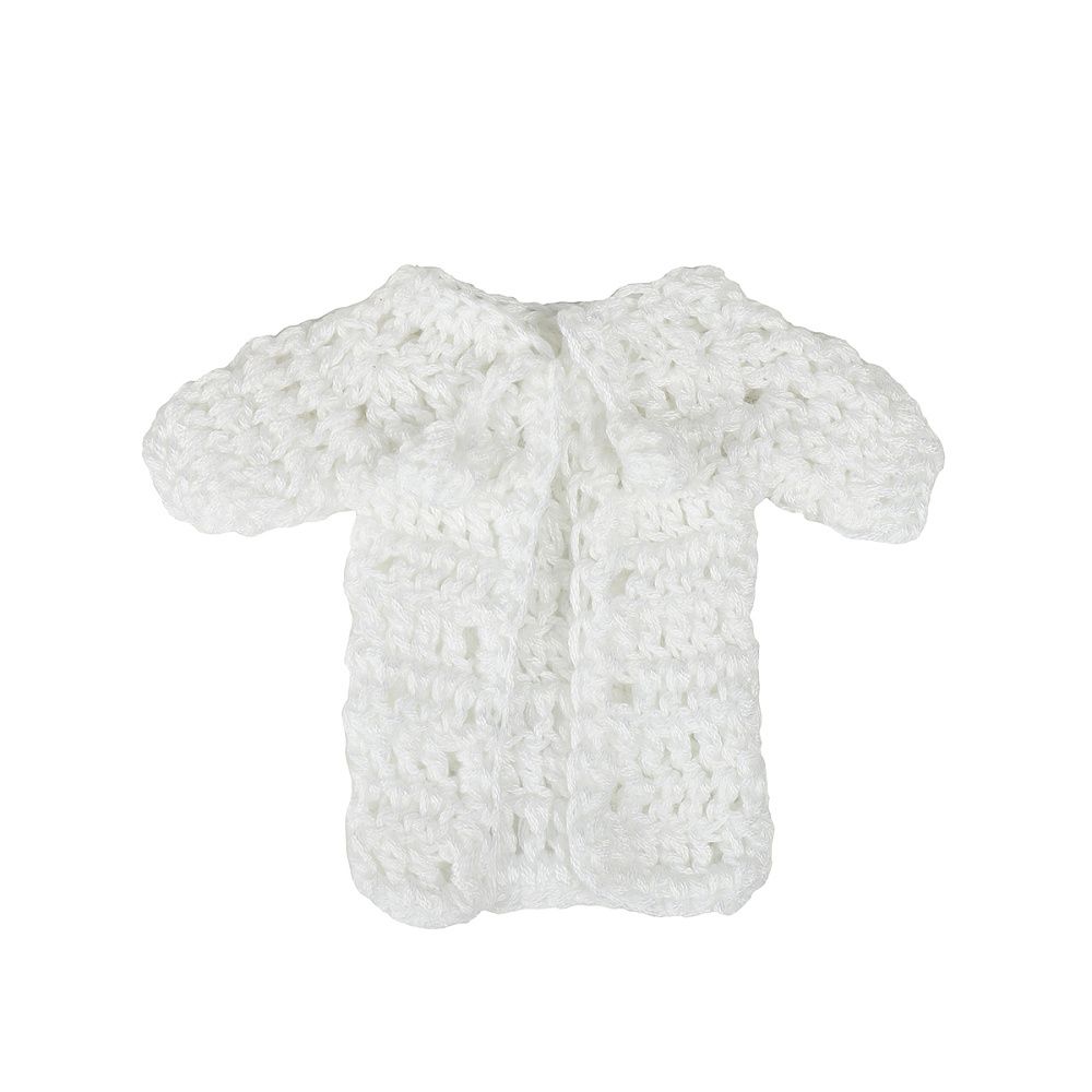 Кофта вязаная мини (ручная вязка), ширина 6см длина 8см рукав 3,5см цв.белый
