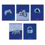 Тетрадь ученическая общая, выборочный лак, A5 96 л. на скобе 65 г/м², белизна 100% 5 шт клетка, 01531 Гжель, Светоч Т80