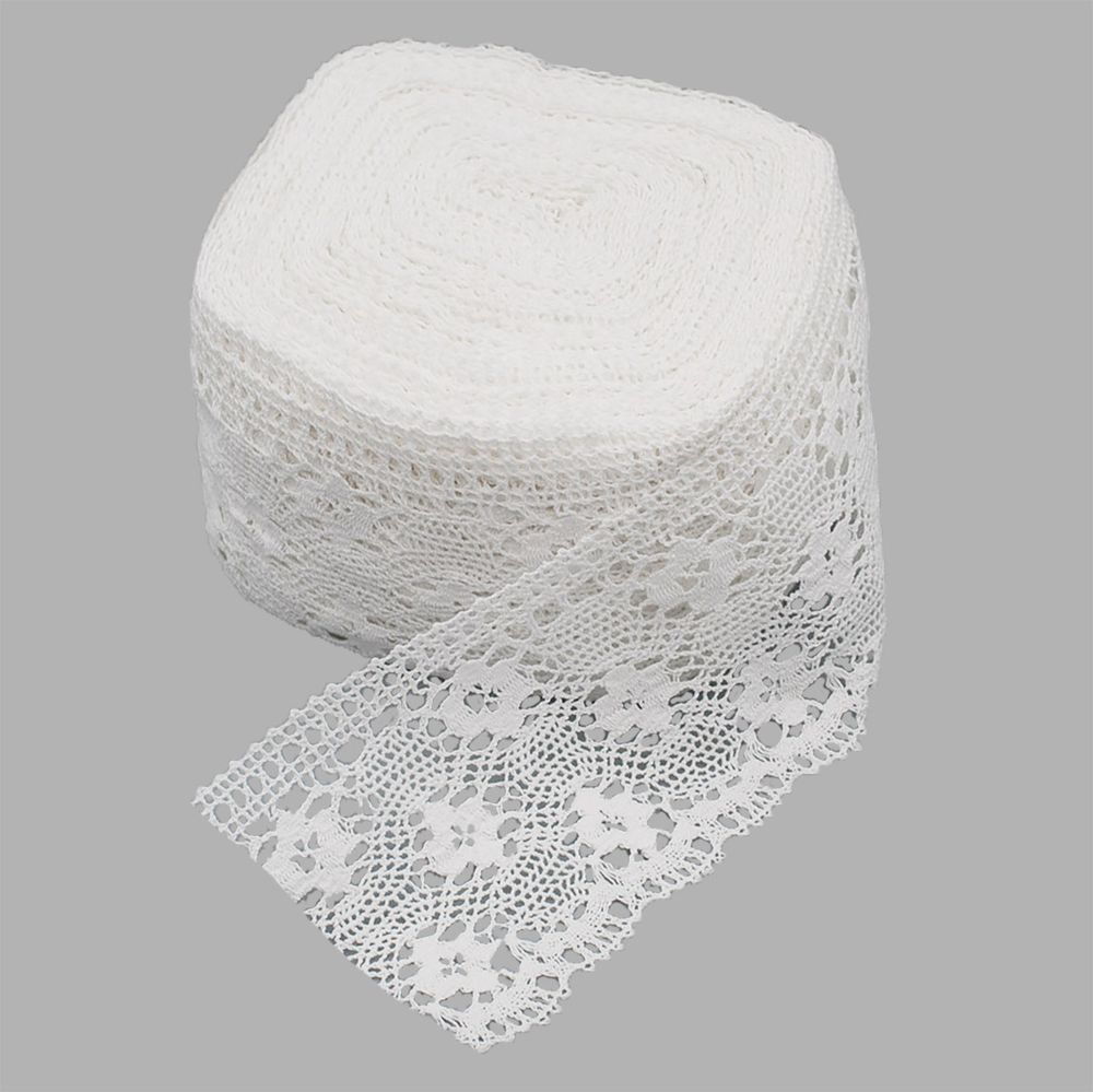 Кружево вязаное (тесьма) 125 мм / 25 метров, рис125.01.038 белый