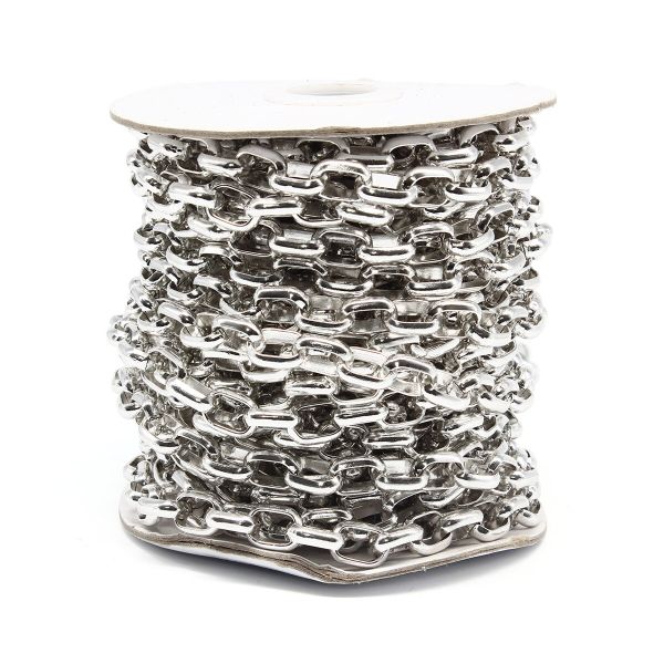Цепь декоративная алюминий 12.4х10.1 мм, 10 метров, никель, K11349