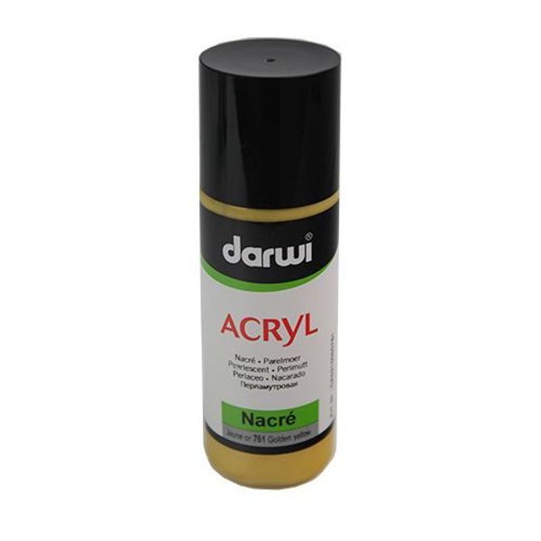 Краска акриловая Darwi Nacre, 80мл, Перламутровая, 751 желто-золотой