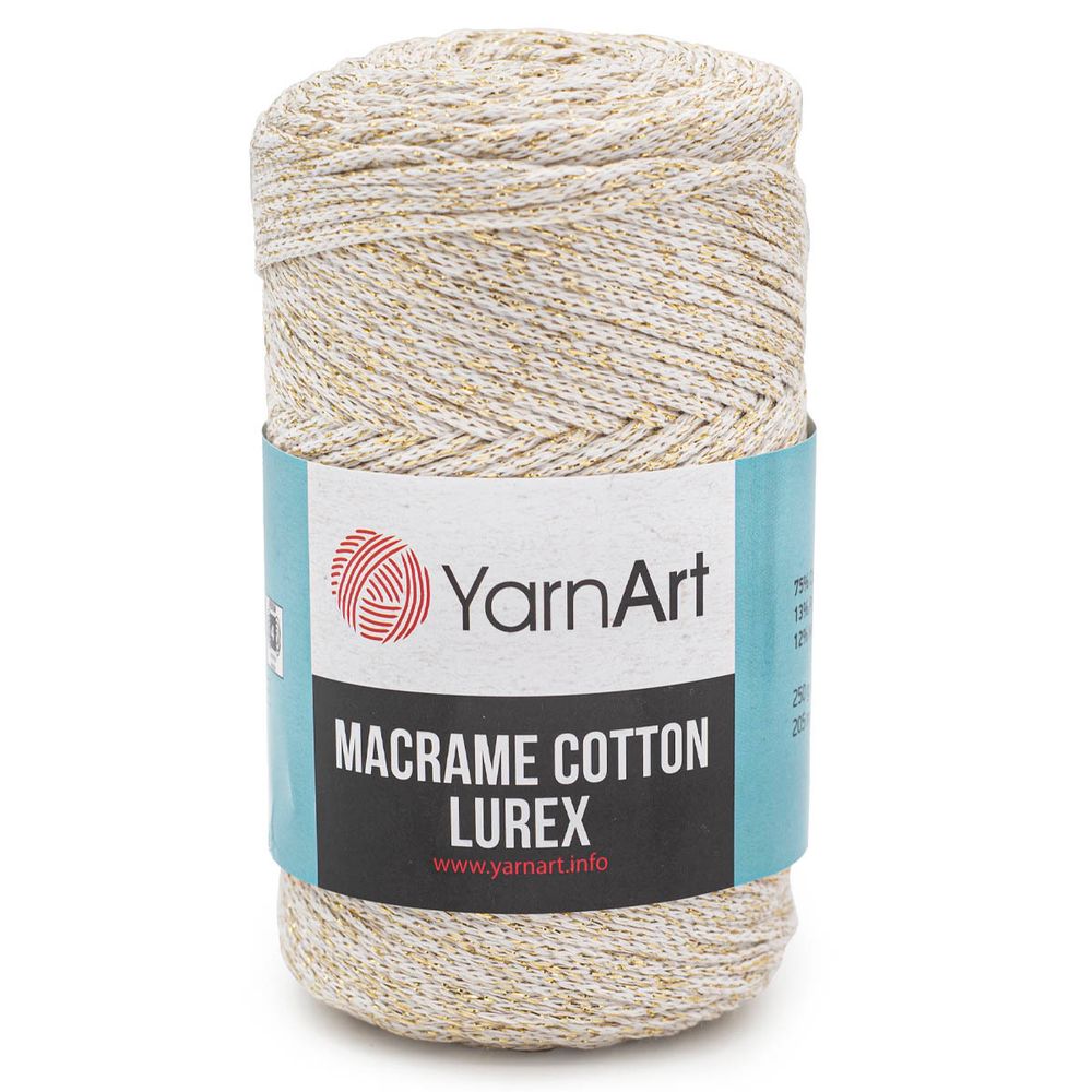 Пряжа YarnArt (ЯрнАрт) Macrame cotton Lurex / уп.4 мот. по 250 г, 205м, 724 белое золото