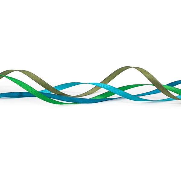 Набор атласных лент 6 мм, 32.9 м, 4 ролика в упаковке, зелено-бирюзовый микс