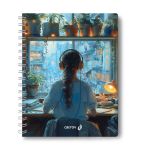 Тетрадь ученическая общая, выборочный УФ лак, A5 96 л. на гребне 65 г/м², белизна 100 %, 4 шт, клетка, 01191 Музыка дождя, Светоч Т113