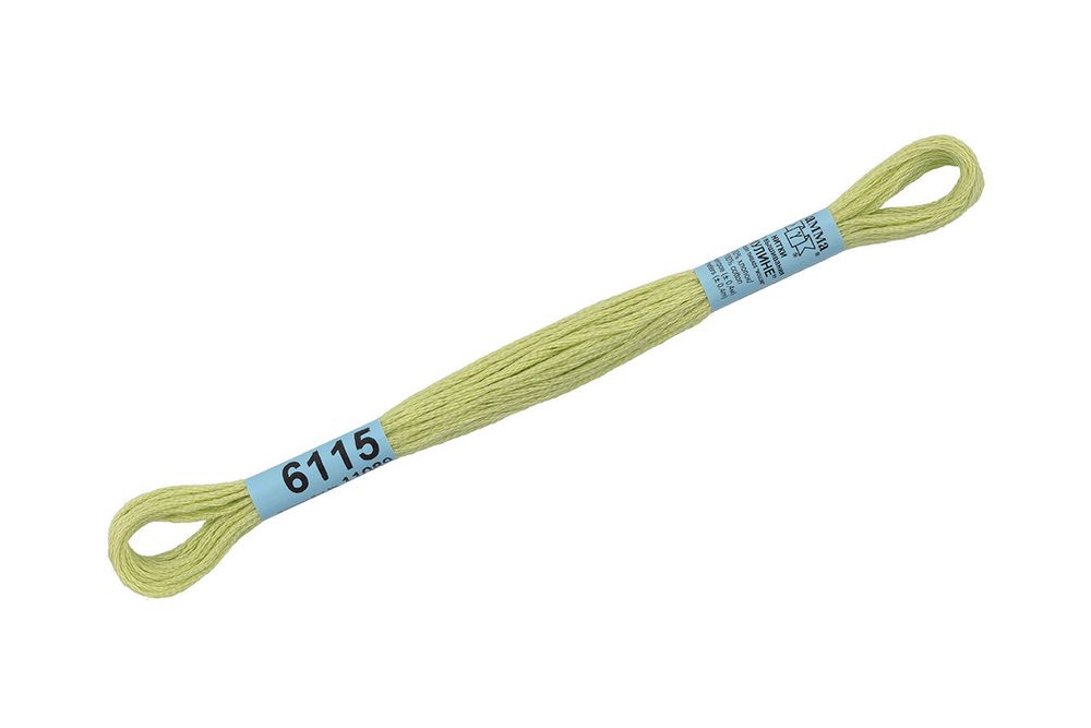 Мулине Gamma 100% хлопок, цв.6115 бл.оливковый, 24 мотка по 8 метров