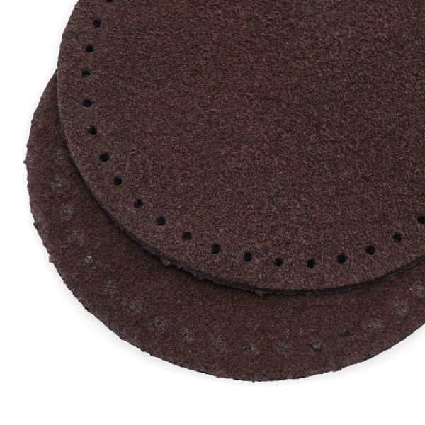 Заплатки пришивные из замши, круг ⌀6см с перфорацией, 2 шт, 100% кожа, 21 темно-коричневый, 59111