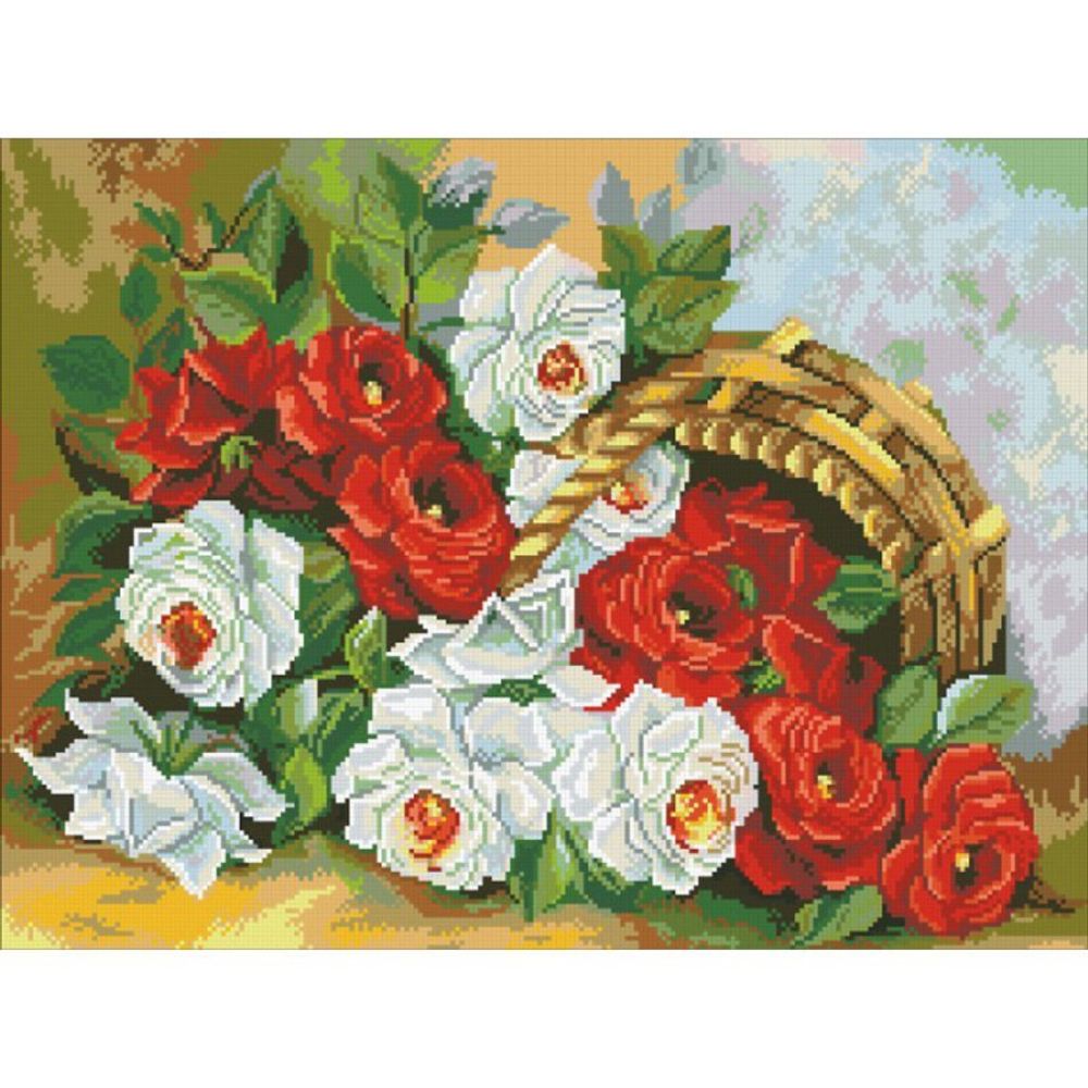 Алмазная (кристальная) мозаика Паутинка, Корзина роз 41х55 см