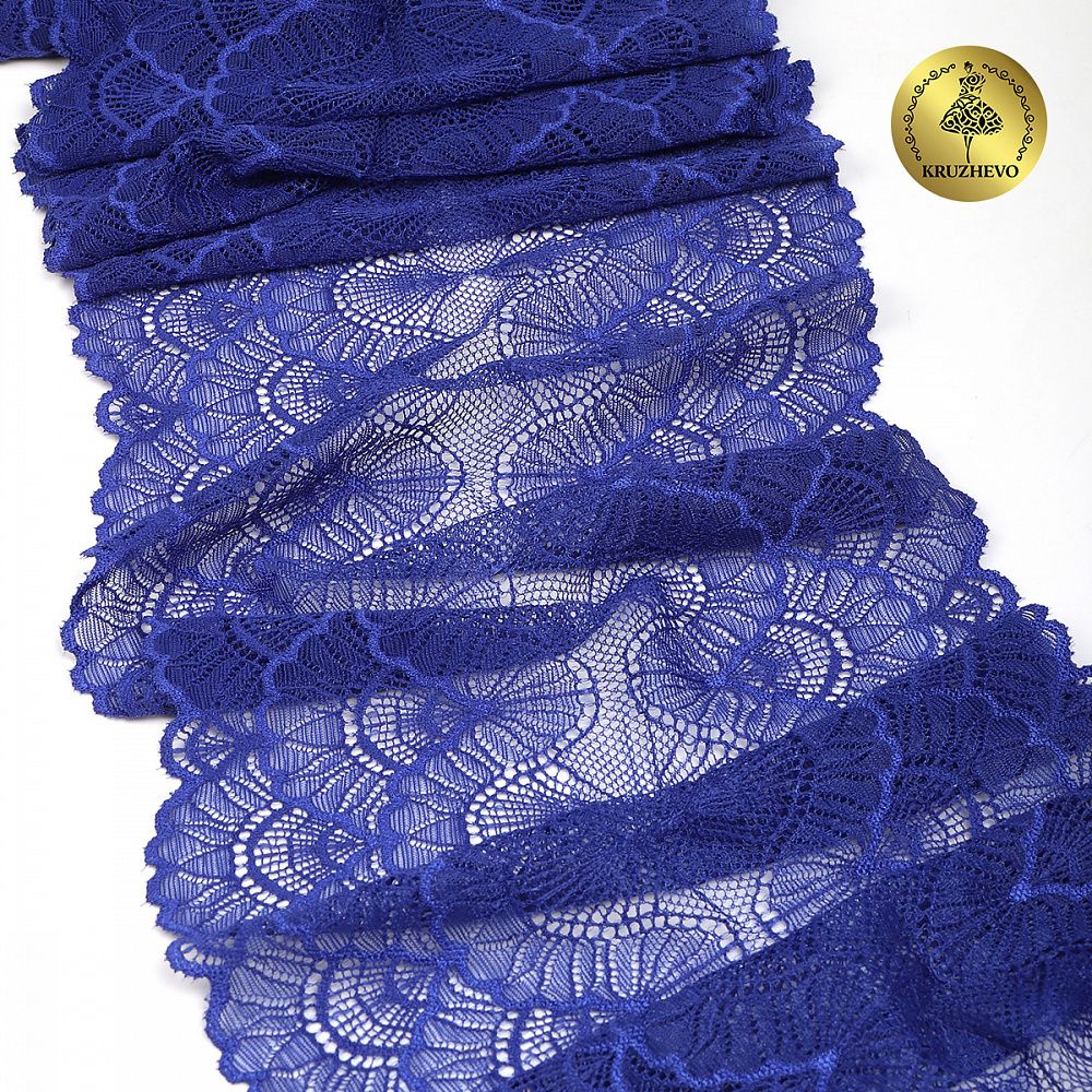 Кружево бельевое эластичное 195 мм / 3 м, 8034 цв.F223 синий ультрамарин, Kruzhevo