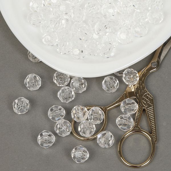 Бусины акрил ⌀12 мм, цв. 17 прозрачный, 50 г, Magic4Hobby