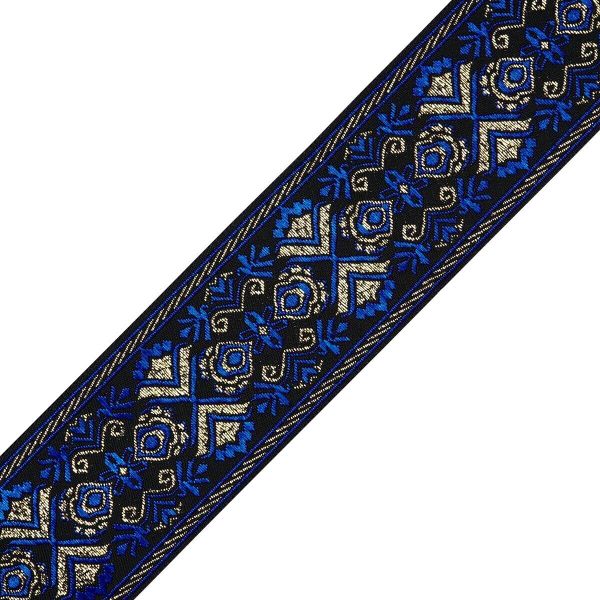 Лента (тесьма) жаккардовая 50.0 мм / 7.32 метра, синий, 402088