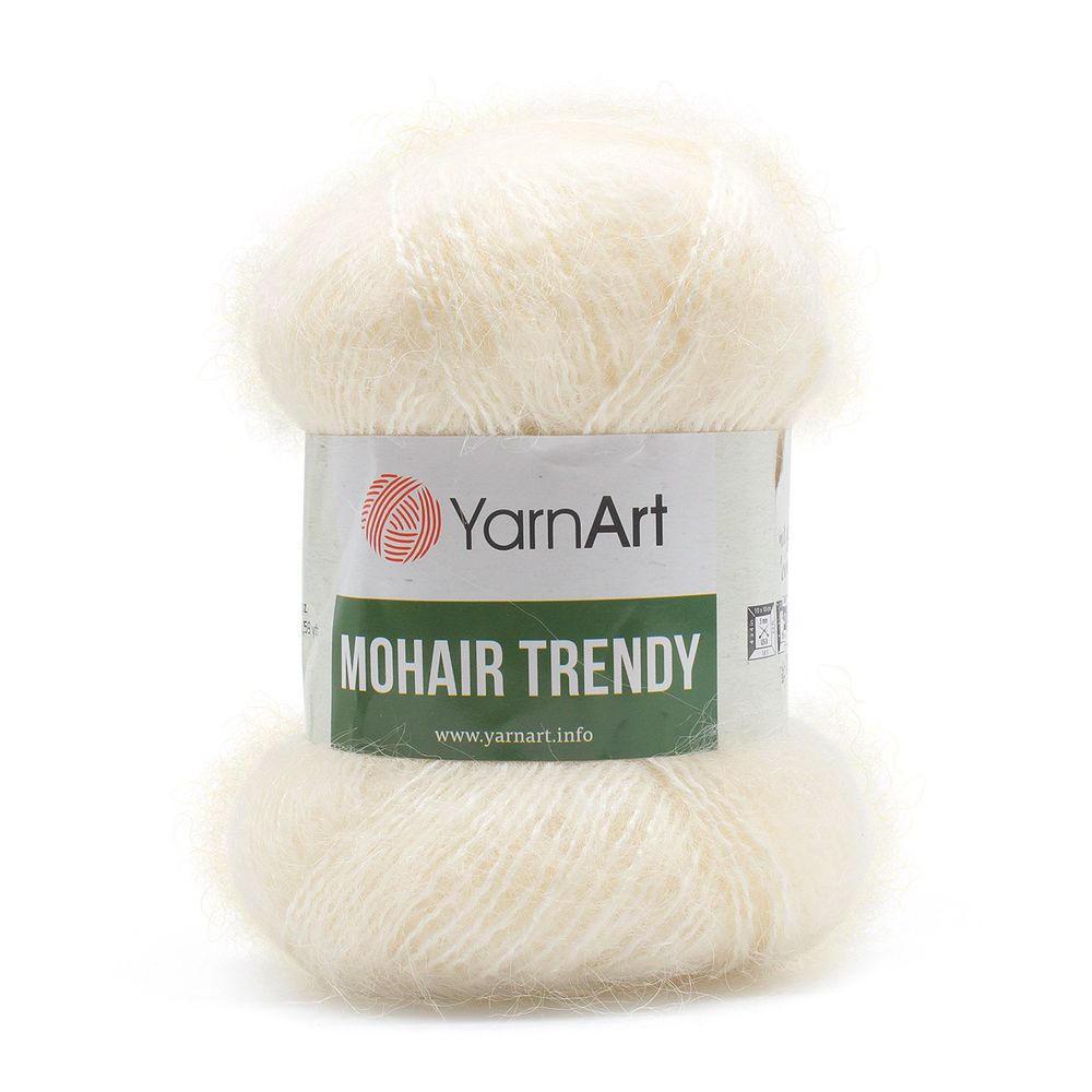 Пряжа YarnArt (ЯрнАрт) Mohair trendy / уп.5 мот. по 100 г, 220м, 1003 белый
