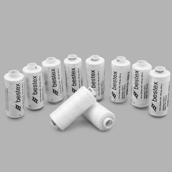 Нитки швейные бытовые Bestex 40/2, 365 м (400 ярд) / 10 кат., 001 белый
