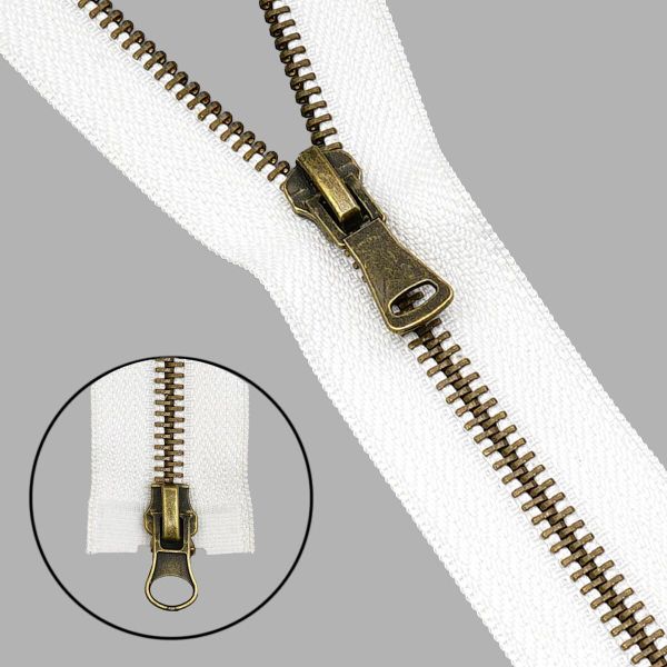 Молния металл Т5 (5 мм) 2 зам., разъем., 80 см, антик, 571 молочный, 5 шт, 15780-4