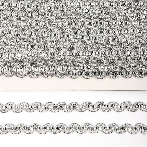 Тесьма отделочная 10 мм / 13.71 метров, TBY 918 цв.серебро