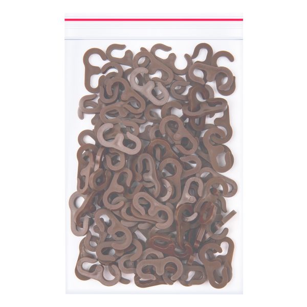 Крючки шторные для карниза на кольцо, 100 шт, /РП/ 02 коричневый, Blitz LF-300