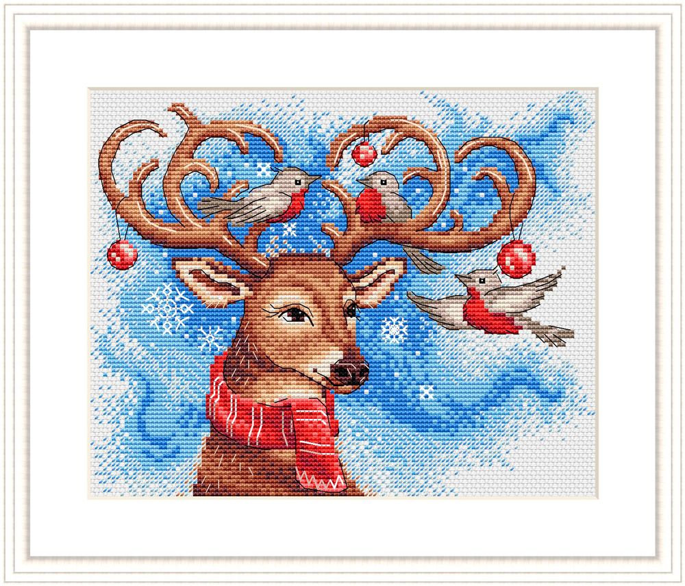Набор для вышивания нитками МП Студия (Жар-птица), Мечтательный олень 18х22 см