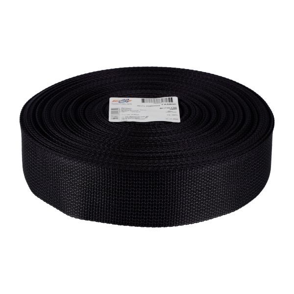 Стропа (ременная лента) 50 мм / 30 метров, толщ. 1.11 мм, [40.15 г/пог.м], 100% п/а, 00 черный, Gamma 8с710