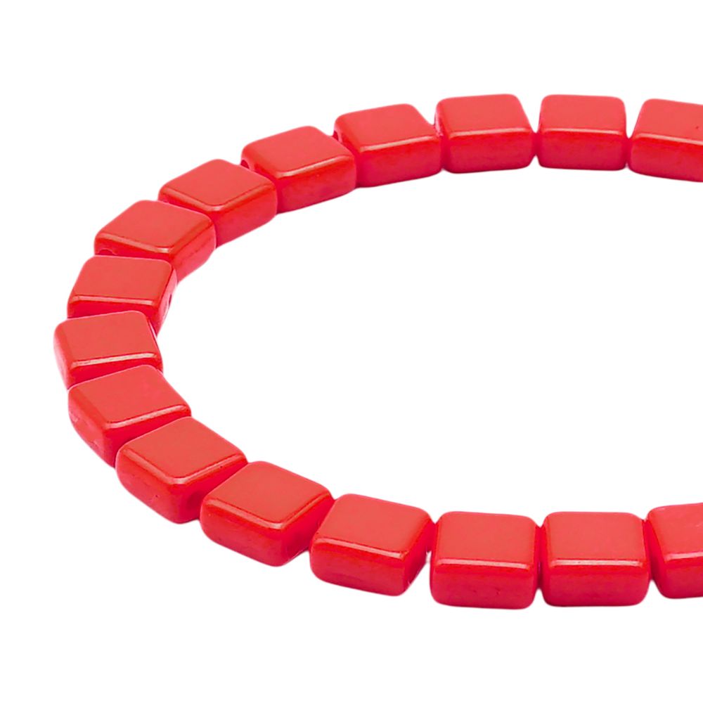 Бусины пластик 6х6х3 мм, 50 г, с двойным отверстием, плоский квадрат, 7 алый, Astra&Craft 7429