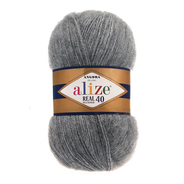 Пряжа Alize (Ализе) Angora Real 40 / уп.5 мот. по 100 г, 430м, 182 средне-серый меланж A