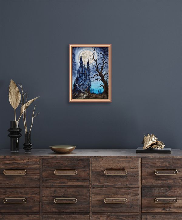 Набор для вышивания нитками Panna, Золотая серия. Мрачный замок, 23х33 см